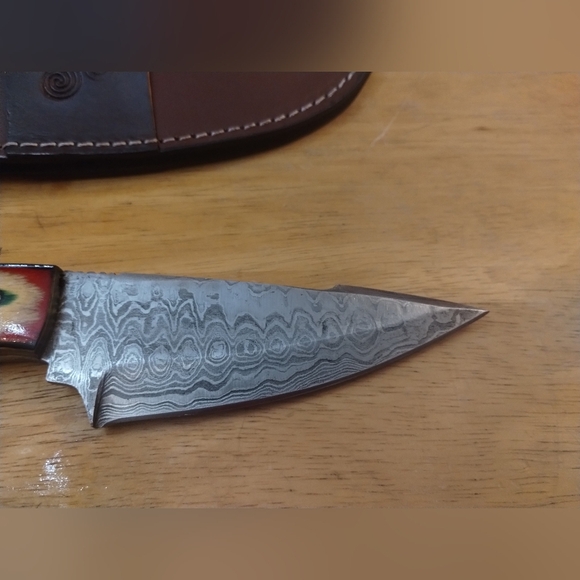 New Damascus steel blade men's hunting knife with sheath - Picture 5 of 8